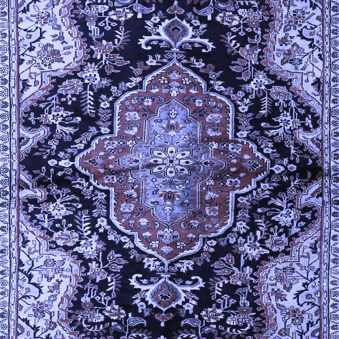 Machine Washable Medallion Blue Traditional Rug, wshtr2547blu