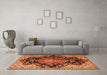 Machine Washable Medallion Orange Traditional Area Rugs in a Living Room, wshtr2547org