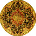 Round Medallion Yellow Traditional Rug, tr2547yw