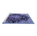 Sideview of Machine Washable Medallion Blue Traditional Rug, wshtr2547blu