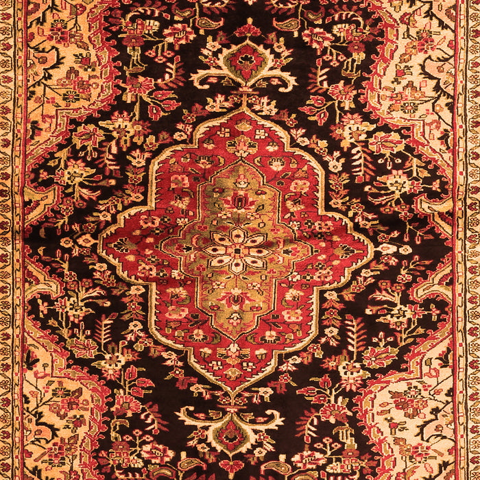 Serging Thickness of Machine Washable Medallion Orange Traditional Area Rugs, wshtr2547org