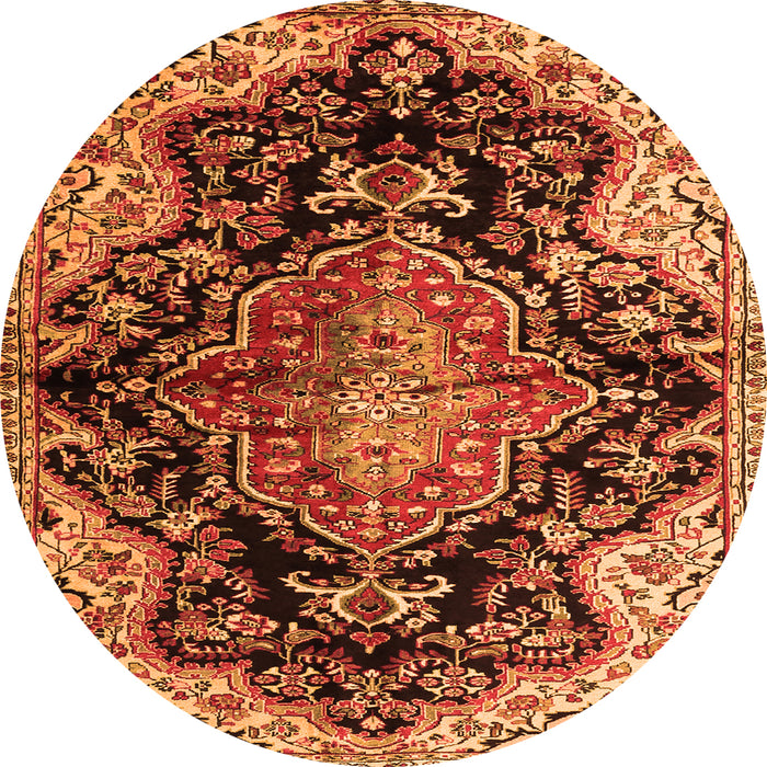 Machine Washable Medallion Orange Traditional Area Rugs, wshtr2547org