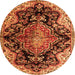 Machine Washable Medallion Orange Traditional Area Rugs, wshtr2547org