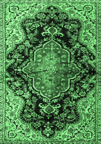 Medallion Emerald Green Traditional Rug, tr2547emgrn