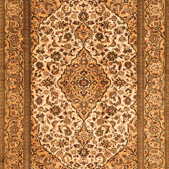 Serging Thickness of Machine Washable Medallion Orange Traditional Area Rugs, wshtr2548org