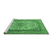 Sideview of Machine Washable Medallion Emerald Green Traditional Area Rugs, wshtr2548emgrn