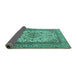 Sideview of Medallion Turquoise Traditional Rug, tr2548turq