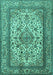 Machine Washable Medallion Turquoise Traditional Area Rugs, wshtr2548turq