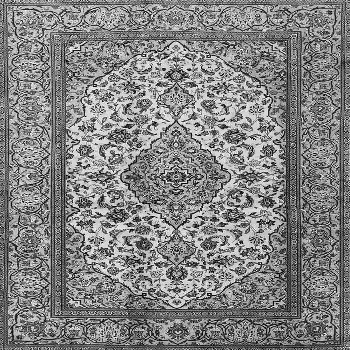 Round Machine Washable Medallion Gray Traditional Rug, wshtr2548gry