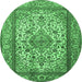 Round Medallion Emerald Green Traditional Rug, tr2548emgrn