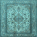 Square Medallion Light Blue Traditional Rug, tr2548lblu