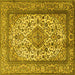 Square Medallion Yellow Traditional Rug, tr2548yw