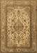 Machine Washable Medallion Brown Traditional Rug, wshtr2548brn