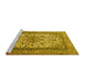 Sideview of Machine Washable Medallion Yellow Traditional Rug, wshtr2548yw