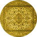 Round Medallion Yellow Traditional Rug, tr2548yw