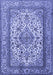 Machine Washable Medallion Blue Traditional Rug, wshtr2548blu