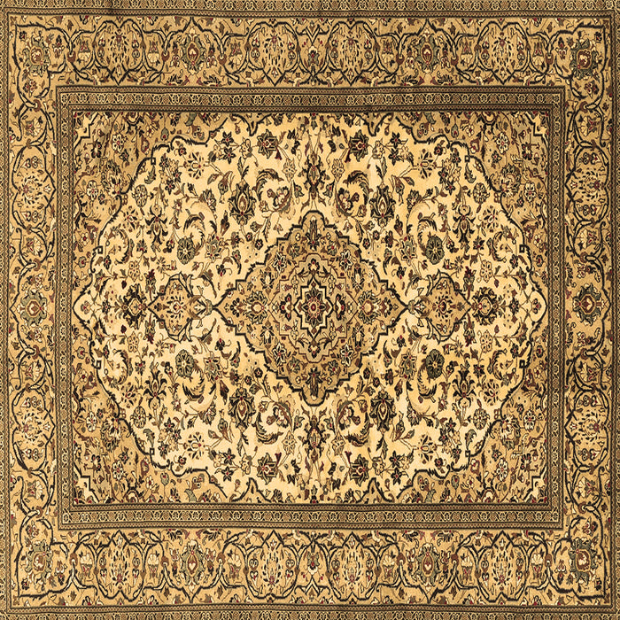 Square Machine Washable Medallion Brown Traditional Rug, wshtr2548brn
