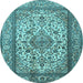 Round Medallion Light Blue Traditional Rug, tr2548lblu