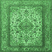 Square Medallion Emerald Green Traditional Rug, tr2548emgrn