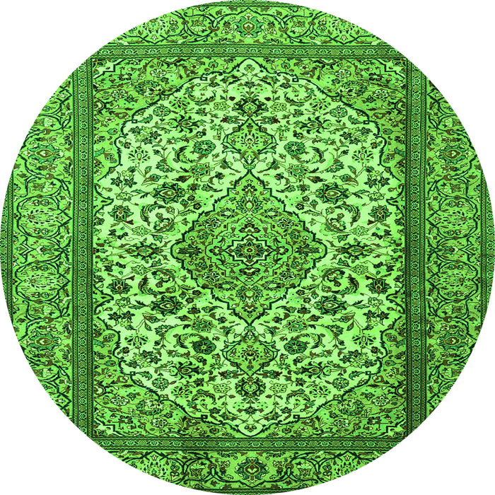 Square Medallion Green Traditional Rug, tr2548grn