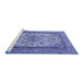 Sideview of Machine Washable Medallion Blue Traditional Rug, wshtr2548blu