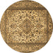 Round Medallion Brown Traditional Rug, tr2548brn