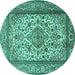 Round Medallion Turquoise Traditional Rug, tr2548turq