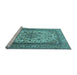 Sideview of Machine Washable Medallion Light Blue Traditional Rug, wshtr2548lblu