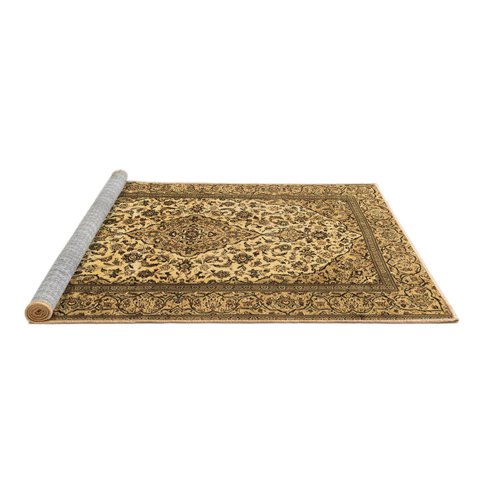 Sideview of Machine Washable Medallion Brown Traditional Rug, wshtr2548brn
