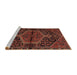 Sideview of Machine Washable Traditional Brown Red Rug, wshtr2549