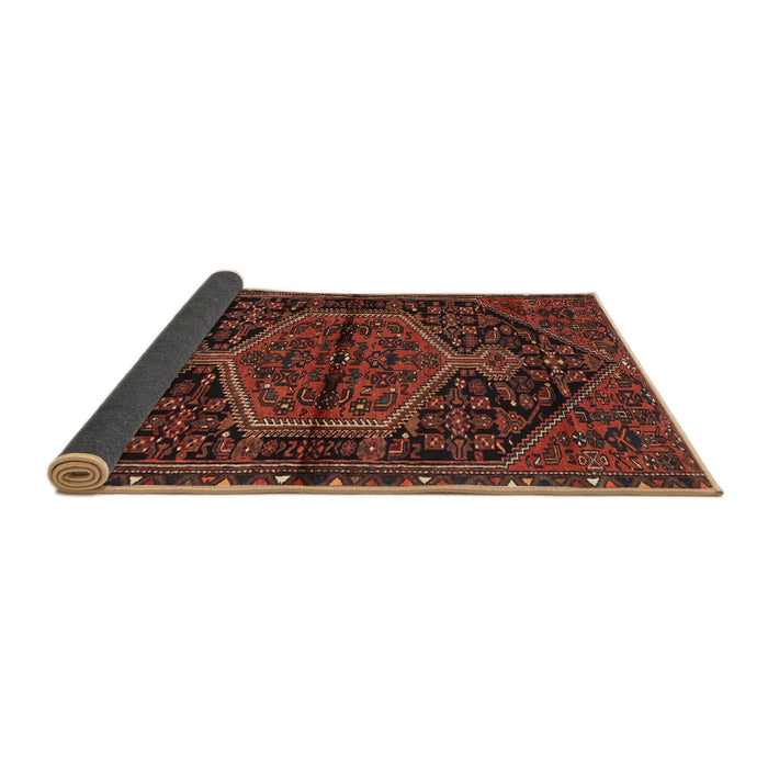Sideview of Traditional Brown Red Medallion Rug, tr2549