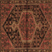 Square Medallion Brown Traditional Rug, tr2549brn