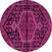 Round Medallion Pink Traditional Rug, tr2549pnk