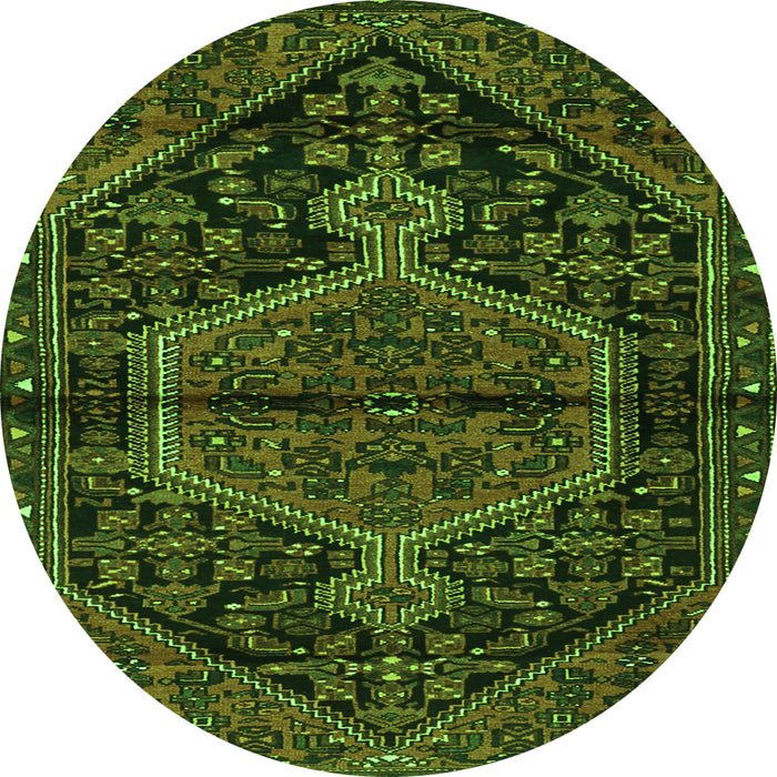 Square Medallion Green Traditional Rug, tr2549grn
