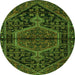 Square Medallion Green Traditional Rug, tr2549grn