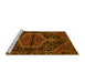 Sideview of Machine Washable Medallion Yellow Traditional Rug, wshtr2549yw