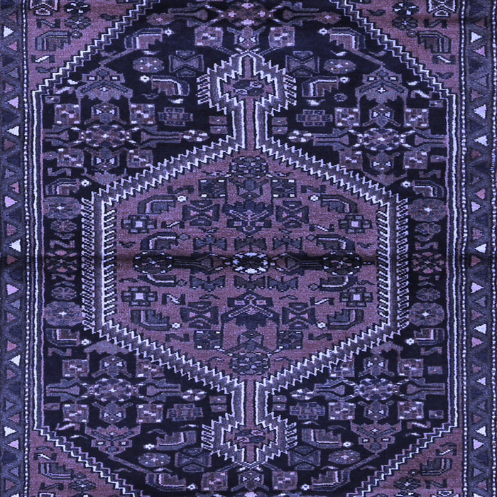 Machine Washable Medallion Blue Traditional Rug, wshtr2549blu