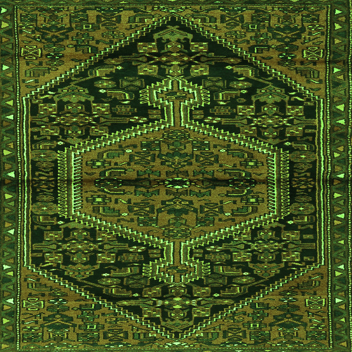 Round Machine Washable Medallion Green Traditional Area Rugs, wshtr2549grn