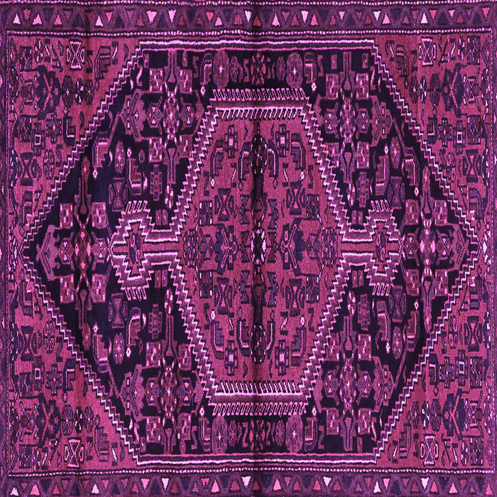 Square Machine Washable Medallion Purple Traditional Area Rugs, wshtr2549pur