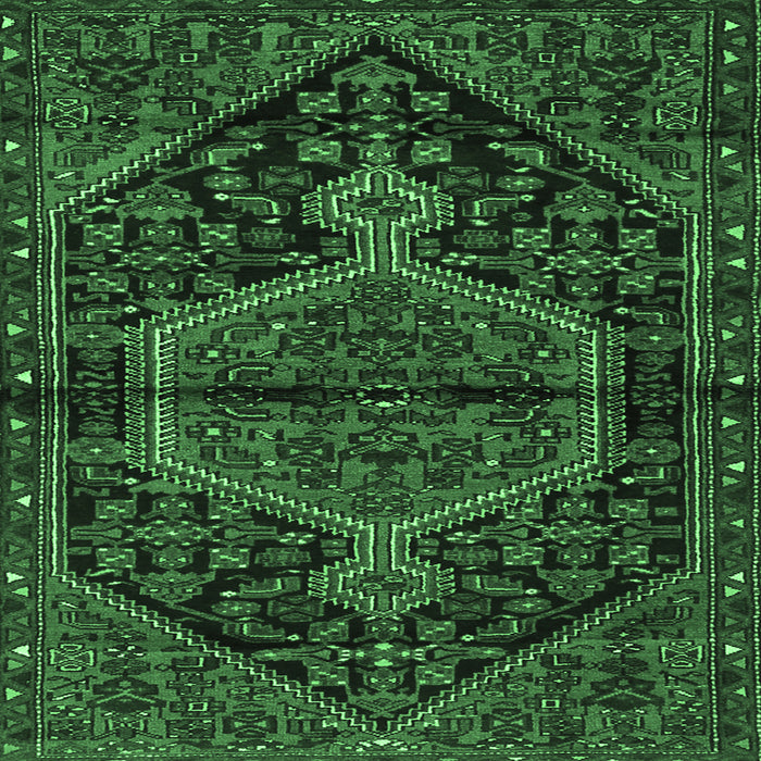 Square Medallion Emerald Green Traditional Rug, tr2549emgrn