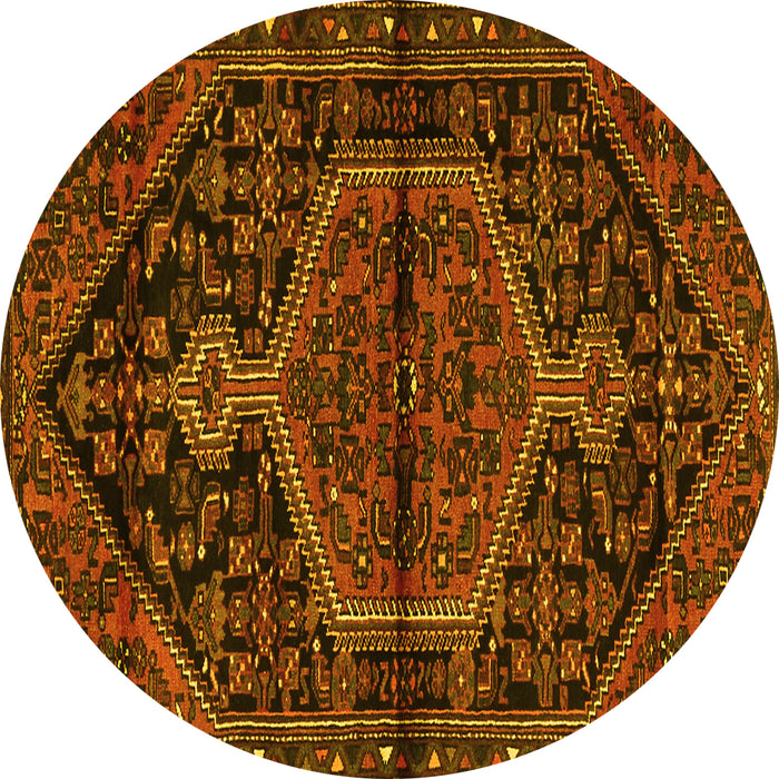 Round Medallion Yellow Traditional Rug, tr2549yw