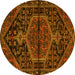 Round Medallion Yellow Traditional Rug, tr2549yw