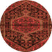 Square Medallion Orange Traditional Rug, tr2549org