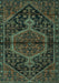 Machine Washable Medallion Turquoise Traditional Area Rugs, wshtr2549turq