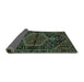 Sideview of Medallion Turquoise Traditional Rug, tr2549turq