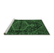 Sideview of Machine Washable Medallion Emerald Green Traditional Area Rugs, wshtr2549emgrn