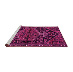 Sideview of Machine Washable Medallion Pink Traditional Rug, wshtr2549pnk