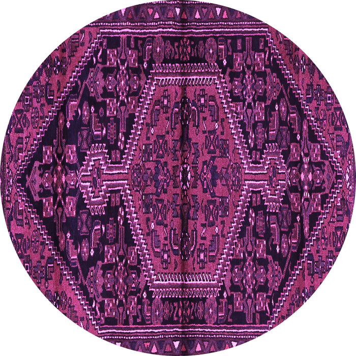 Round Medallion Purple Traditional Rug, tr2549pur