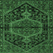 Square Machine Washable Medallion Emerald Green Traditional Area Rugs, wshtr2549emgrn