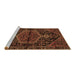 Sideview of Machine Washable Medallion Brown Traditional Rug, wshtr2549brn